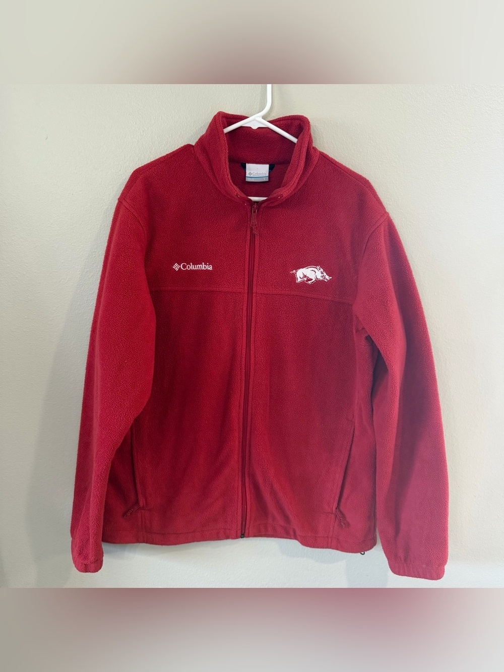 Columbia Arkansas Razorbacks fleece jacket- size L